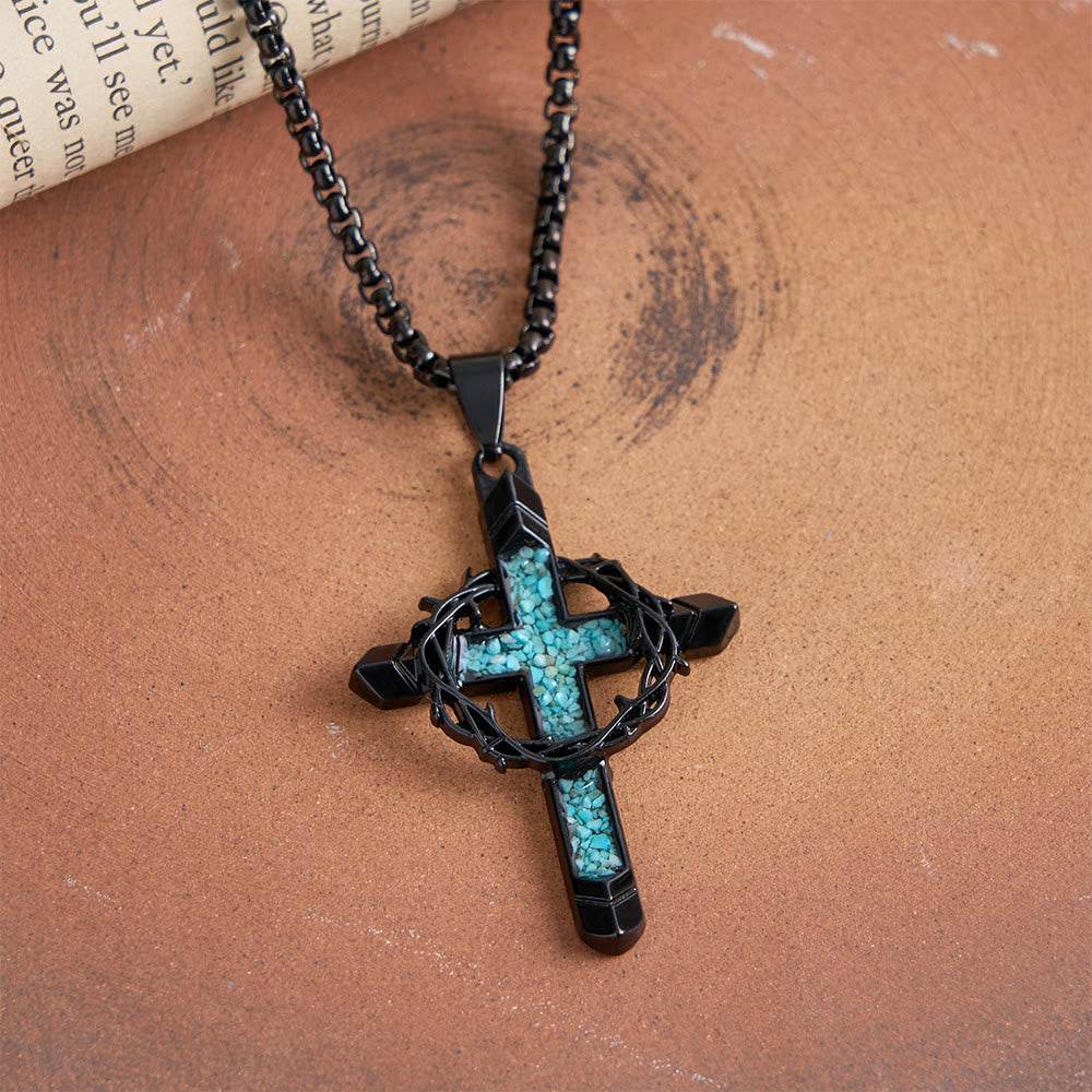 Christianartworkshop Thorn-Wrapped Inlaid Cross Pendant Necklace: A Symbol of Christ’s Sacrificial Love - image 2