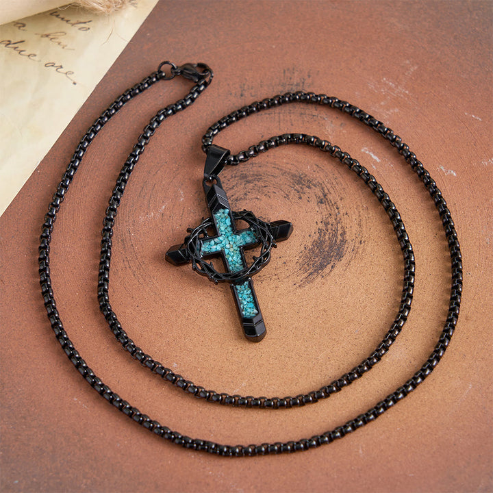 Christianartworkshop Thorn-Wrapped Inlaid Cross Pendant Necklace: A Symbol of Christ’s Sacrificial Love - image 4