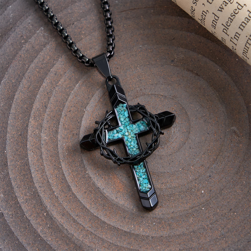 Christianartworkshop Thorn-Wrapped Inlaid Cross Pendant Necklace: A Symbol of Christ’s Sacrificial Love - image 3