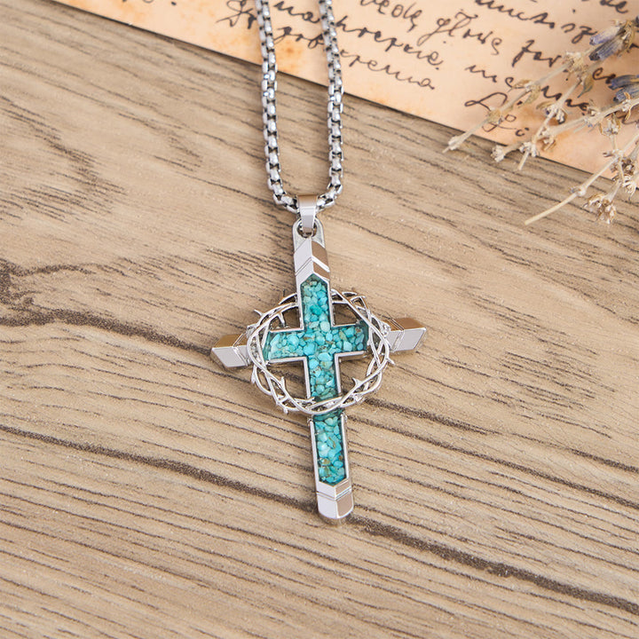 Christianartworkshop Thorn-Wrapped Inlaid Cross Pendant Necklace: A Symbol of Christ’s Sacrificial Love - image 10