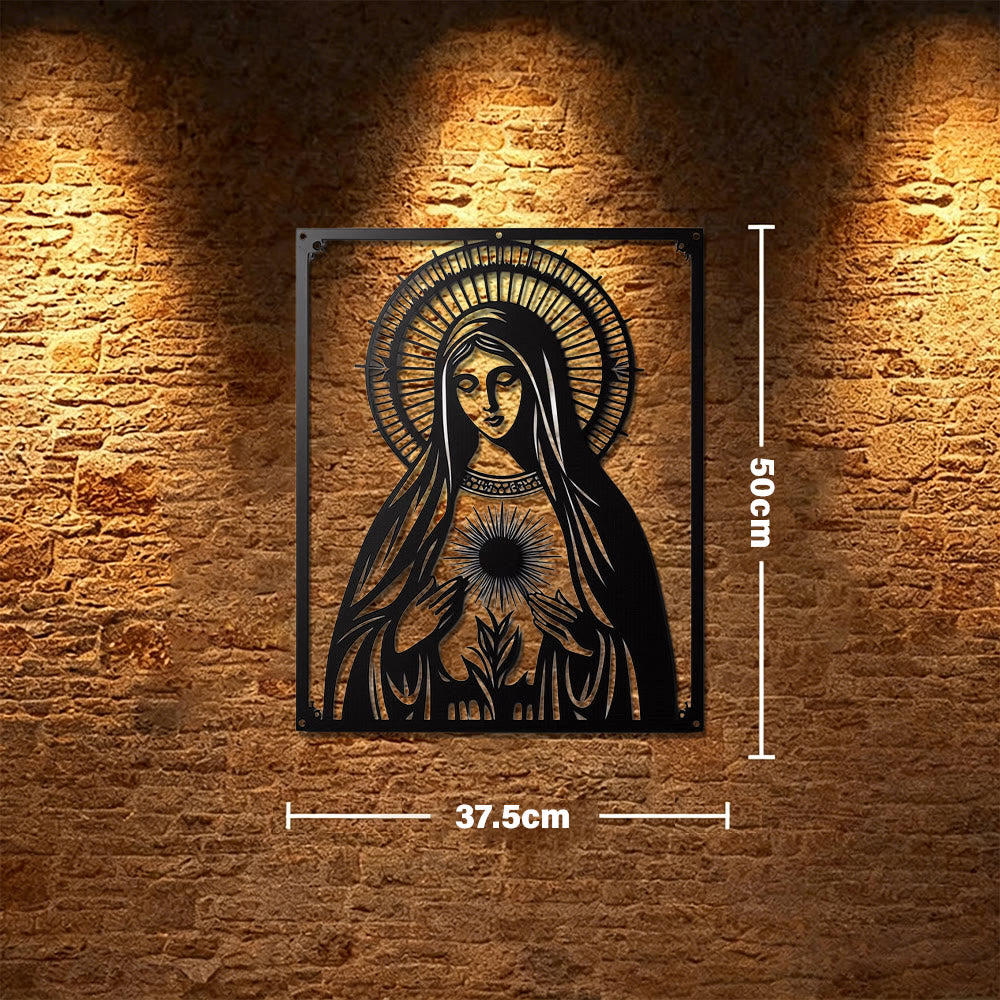 Christianartworkshop Our Lady of the Sacred Heart Metal Wall Decor: Marian Devotion & Divine Love Statement - 14.76''*19.69'''/37.5cm*50cm - image 8