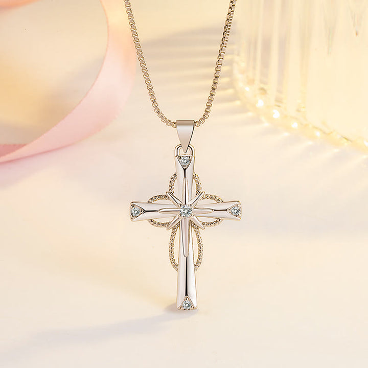 Christianartworkshop Crystal-Encrusted Infinity Cross Necklace: A Symbol of Eternal Faith & Divine Light - image 3