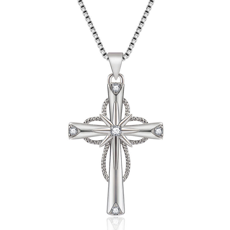 Christianartworkshop Crystal-Encrusted Infinity Cross Necklace: A Symbol of Eternal Faith & Divine Light - Cross - image 0