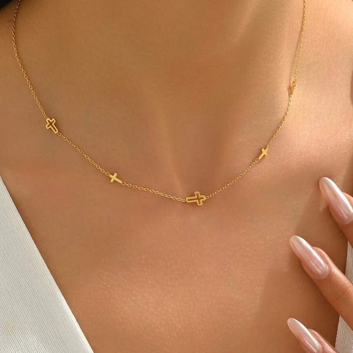 Christianartworkshop Dainty Open Cross Station Chain Necklace: A Testament to Gentle Devotion & Everlasting Christian Grace - image 1