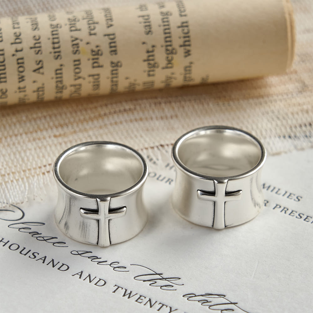 Christianartworkshop Minimalist Embossed Cross Wide Band Ring: A Symbol of Unwavering Faith & Timeless Devotion - image 6