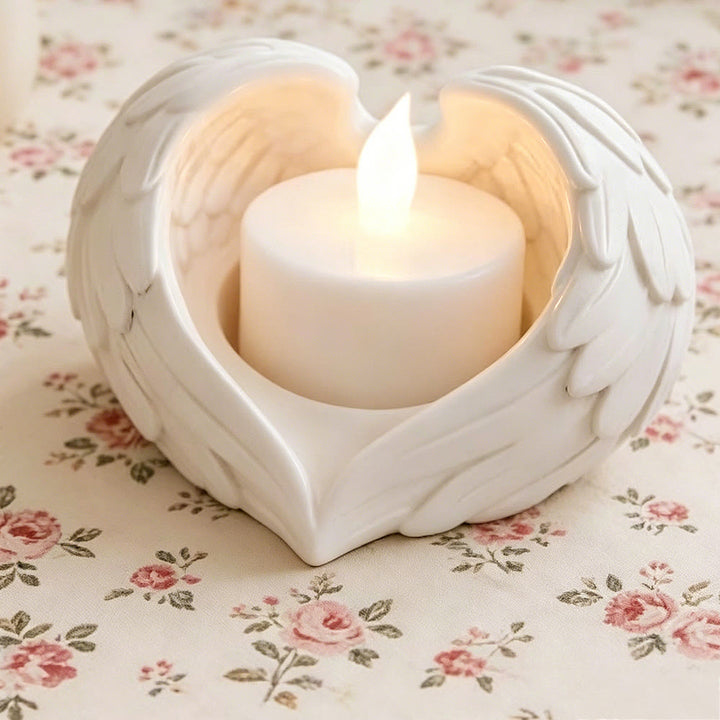 Christianartworkshop Angel Wings Heart Candle Holder Decorative Ornament: Embody Divine Light & Peaceful Warmth - image 2