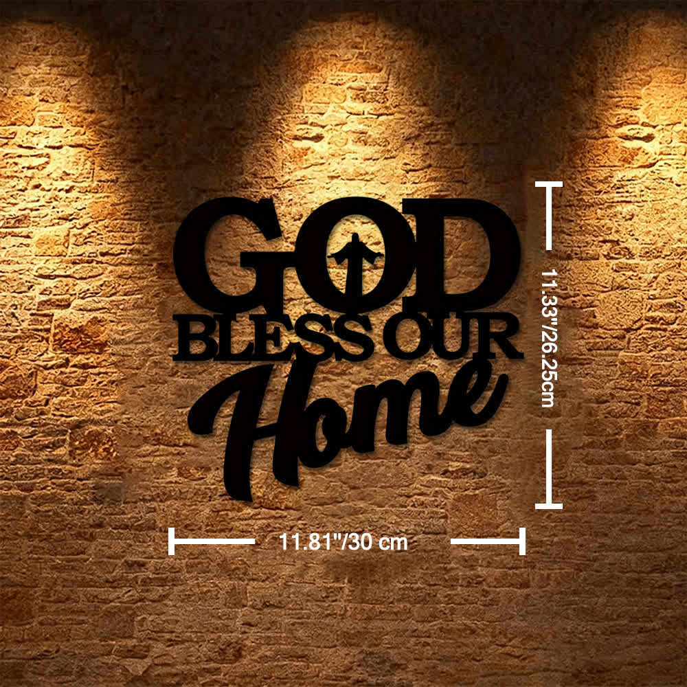 Christianartworkshop God Bless Our Home Metal Wall Art: Stylish Faith Token for Home Decor - 11.81''*10.33''/30*26.25cm - image 8
