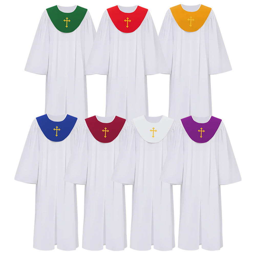Christianartworkshop Divine Clergy Robe for Religious Services - Cross Accent Yoke - image 1