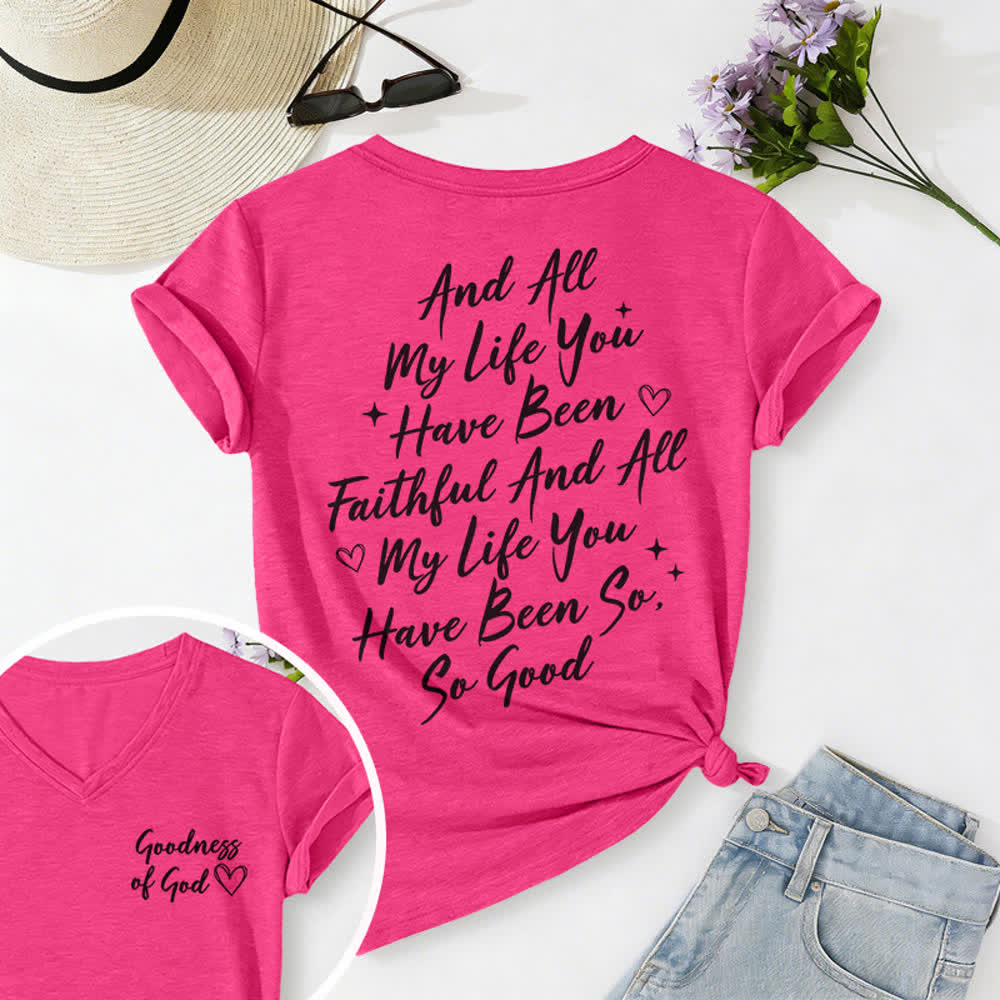 Christianartworkshop Women's I Will Sing Of The Goodness Of God Casual V-neck T-shirt - Rose - 2XL - image 55