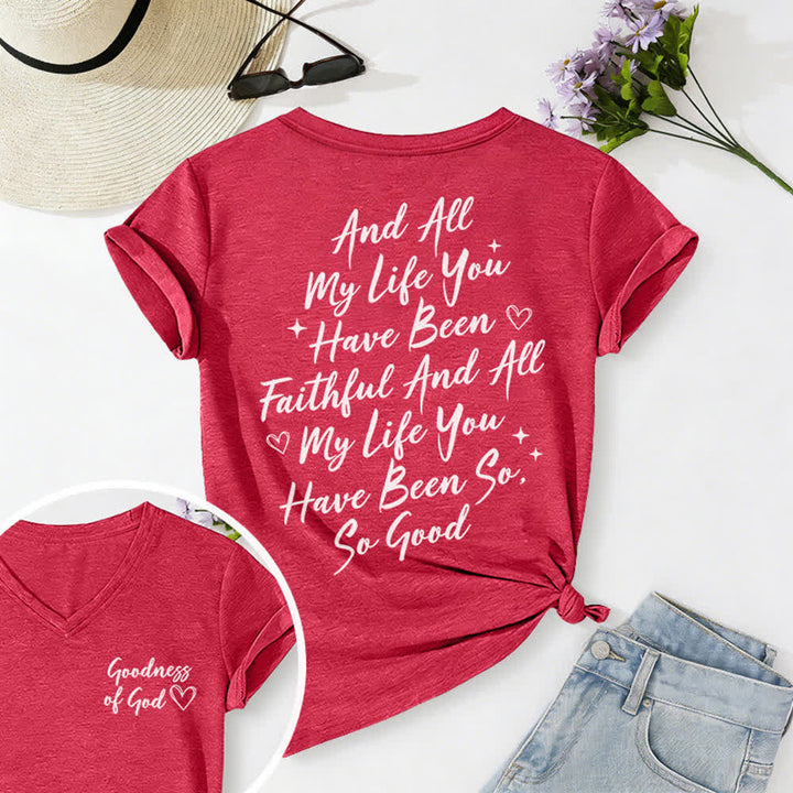 Christianartworkshop Women's I Will Sing Of The Goodness Of God Casual V-neck T-shirt - Red - 2XL - image 50