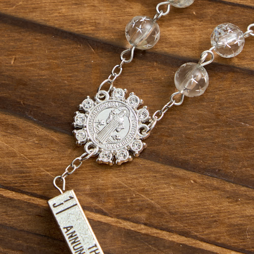 Christianartworkshop Frosted Bead Six Tablets Rosary with St. Benedict Medal and Cross - image 8
