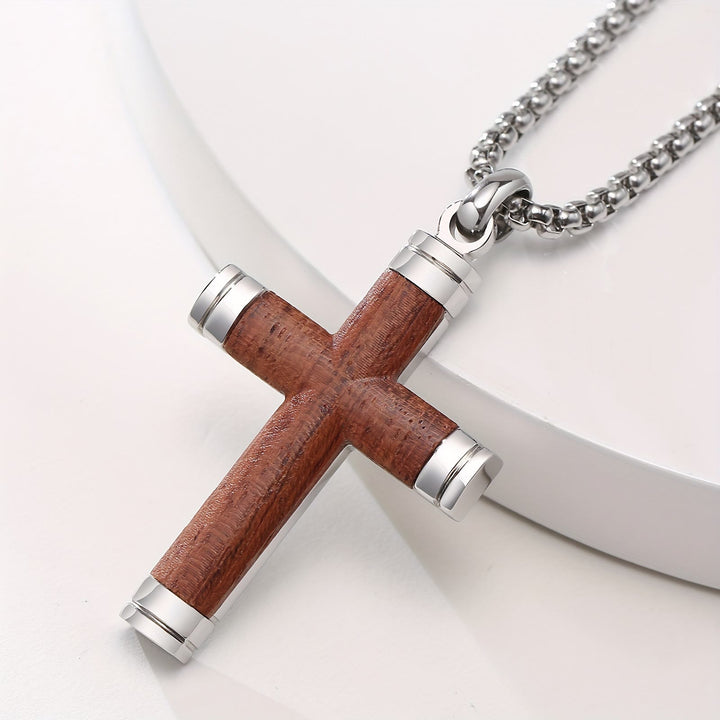 Christianartworkshop Minimalist Wood Cross Necklace with Sleek Metal Ends: An Emblem of Strength and Devotion - image 9