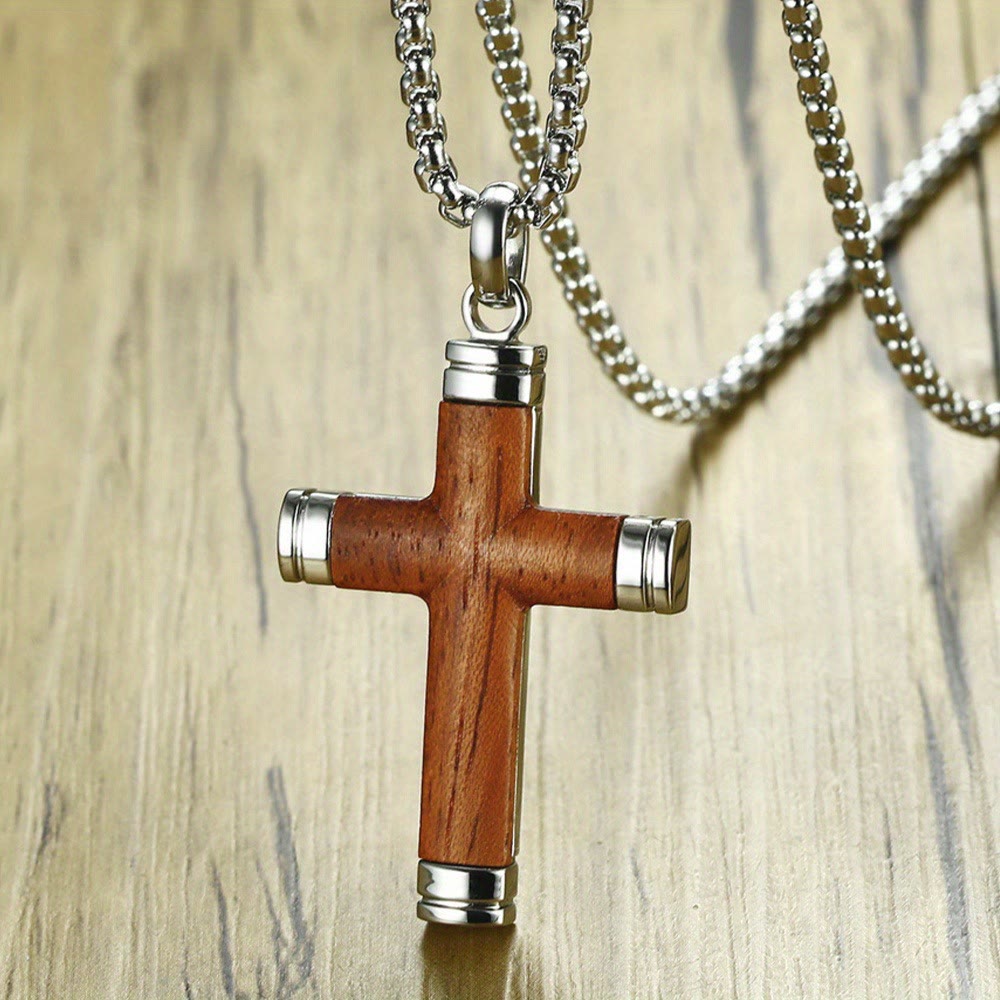 Christianartworkshop Minimalist Wood Cross Necklace with Sleek Metal Ends: An Emblem of Strength and Devotion - image 11