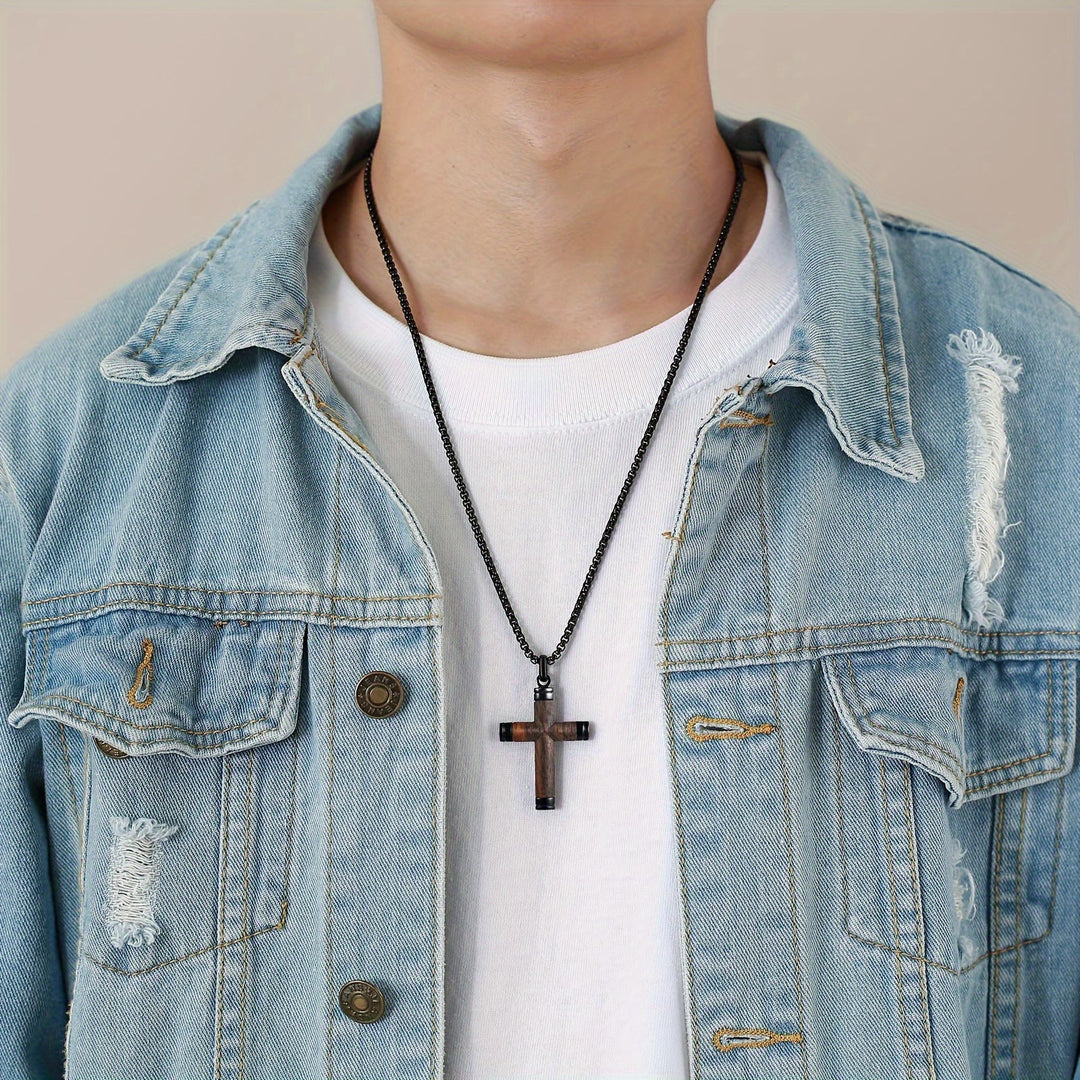 Christianartworkshop Minimalist Wood Cross Necklace with Sleek Metal Ends: An Emblem of Strength and Devotion - image 2