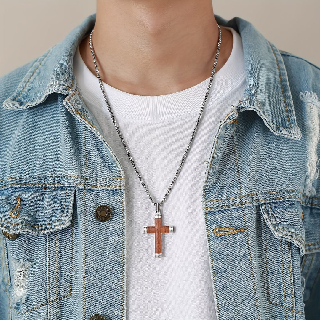 Christianartworkshop Minimalist Wood Cross Necklace with Sleek Metal Ends: An Emblem of Strength and Devotion - image 8
