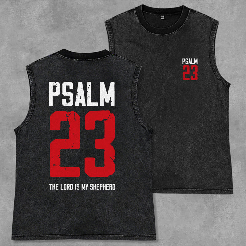 Christianartworkshop Psalm 23 The Lord Is My Shepherd Vintage Washed Tank Top - Black - 2XL - image 0