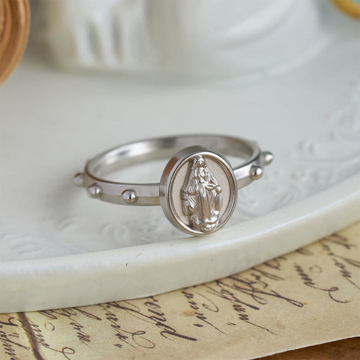 Christianartworkshop Our Lady of Grace Finger Rosary Ring with Marian Medallion: A Symbol of Devotion - image 3