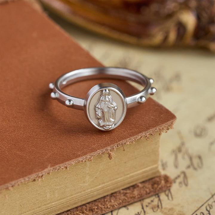 Christianartworkshop Our Lady of Grace Finger Rosary Ring with Marian Medallion: A Symbol of Devotion - image 5