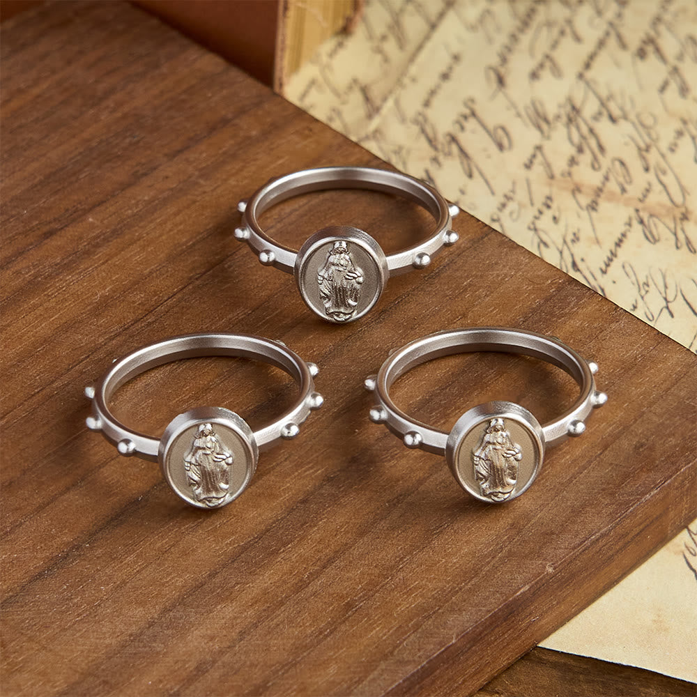 Christianartworkshop Our Lady of Grace Finger Rosary Ring with Marian Medallion: A Symbol of Devotion - image 0