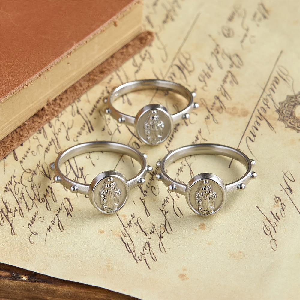 Christianartworkshop Our Lady of Grace Finger Rosary Ring with Marian Medallion: A Symbol of Devotion - image 1
