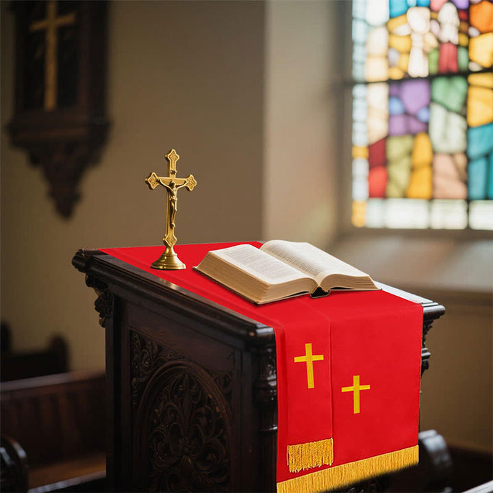 Christianartworkshop Complete Church Parament Set: Table Runner, Lectern Scarf & Bible Marker in Red and White - image 4