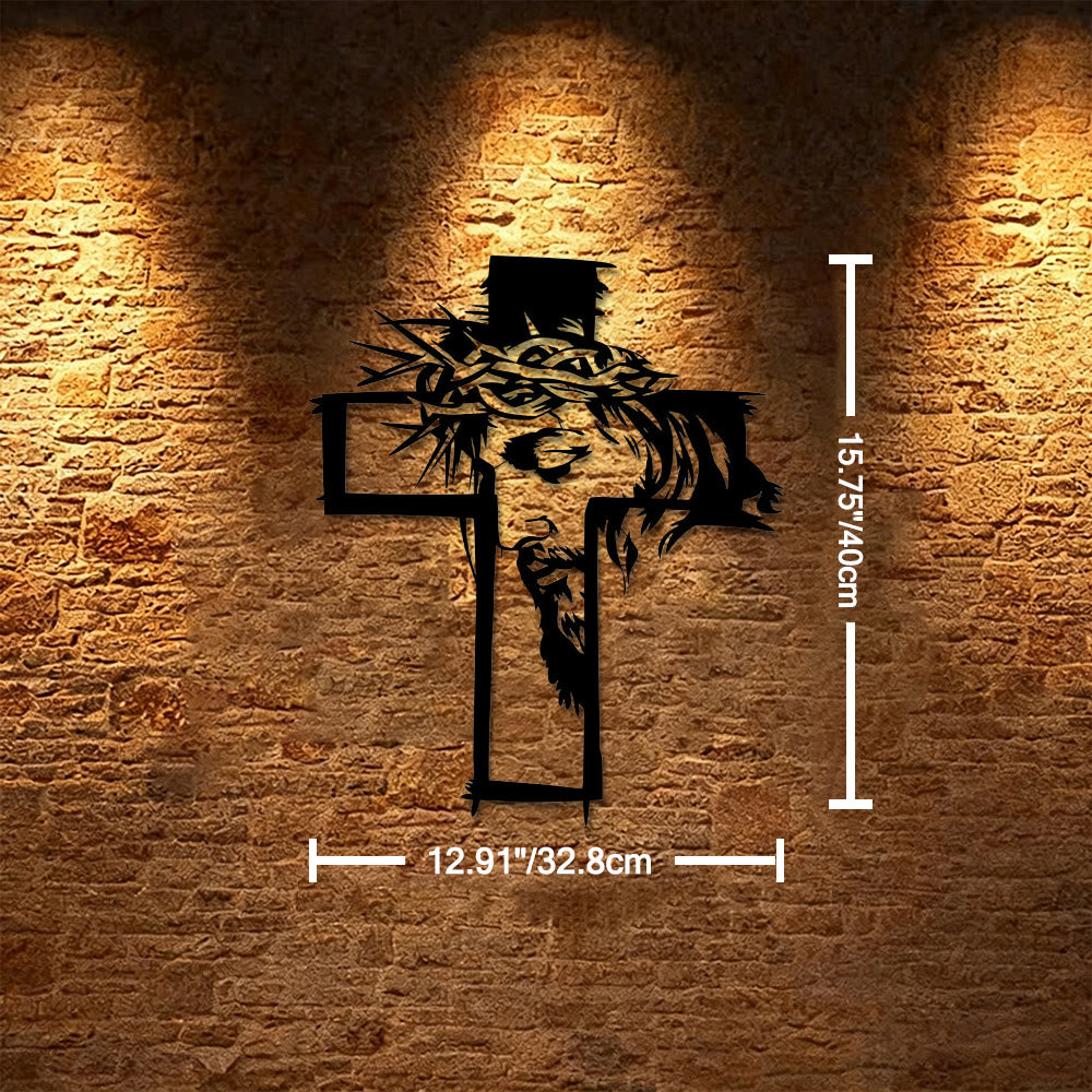 Christianartworkshop Cross With Jesus and Crown of Thorns Metal Wall Decor: A Striking Reminder of Grace - 12.91''*15.75''*0.04''/32.8cm*40cm*0.1cm - image 5