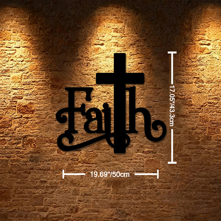 Christianartworkshop Modern Faith Word Cross Metal Wall Decor: A Powerful Symbol of Faith - 17.05''*19.69''*0.047''/43.3cm*50cm*0.12cm - image 9