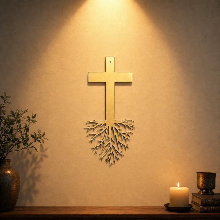 Christianartworkshop Modern Cross With Roots Metal Wall Decor: A Powerful Statement of Growing Faith - image 4
