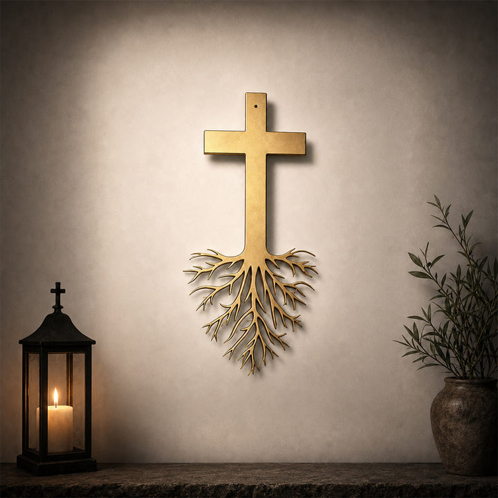 Christianartworkshop Modern Cross With Roots Metal Wall Decor: A Powerful Statement of Growing Faith - image 6