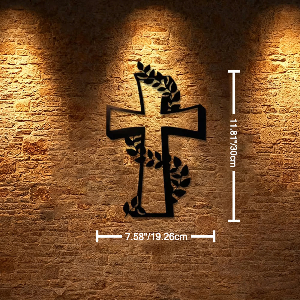 Christianartworkshop Modern Cross With Leafy Vine Metal Wall Decor: A Powerful Statement of Growing Faith - 7.58"*11.81''*0.04''/19.26cm*30cm*0.1cm - image 4
