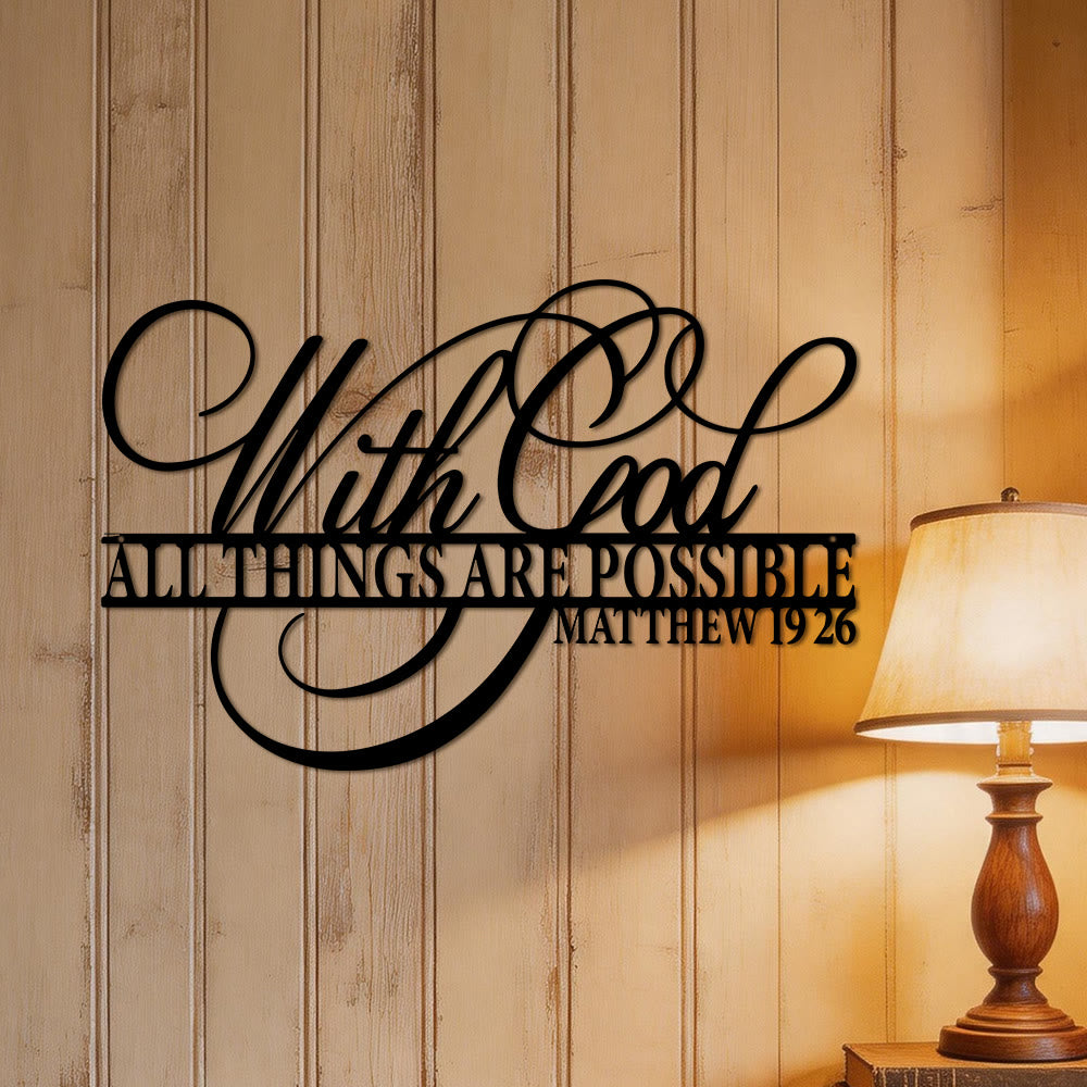 Christianartworkshop Minimalist With God All Things Are Possible Bible Verse Metal Wall Decor - image 0
