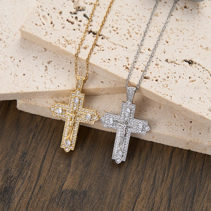 Christianartworkshop Intricate Iced-Out Crucifix Necklace with Detailed Jesus Figure: A Reminder of Sacred Truth and Guidance - image 2