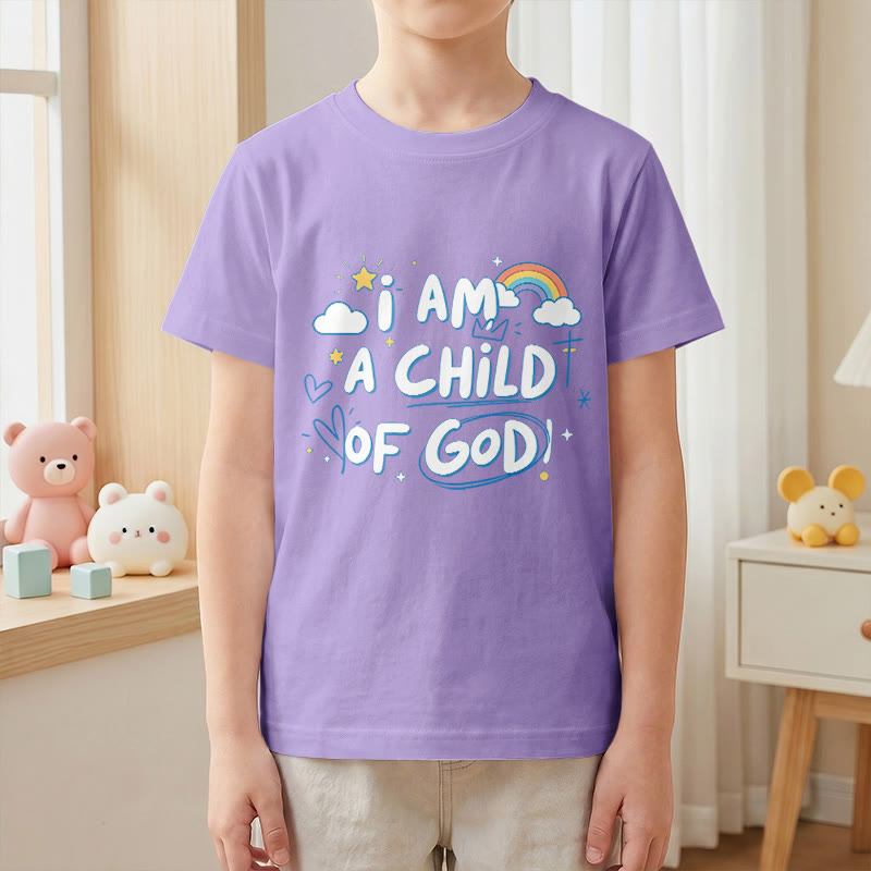 Christianartworkshop Whimsical Cloud & Cross Kids T-Shirt with I Am a Child of God - image 2