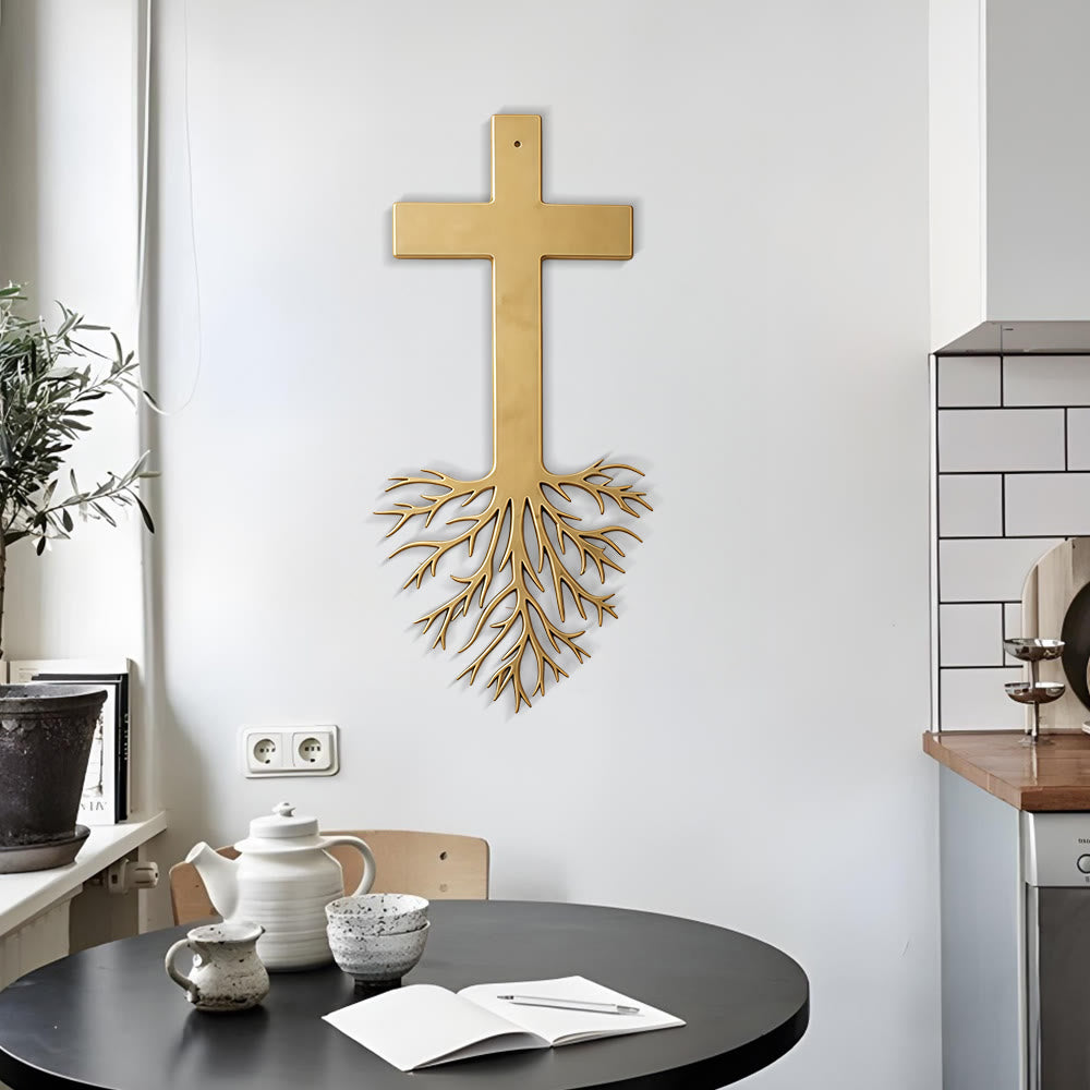 Christianartworkshop Modern Cross With Roots Metal Wall Decor: A Powerful Statement of Growing Faith - image 2