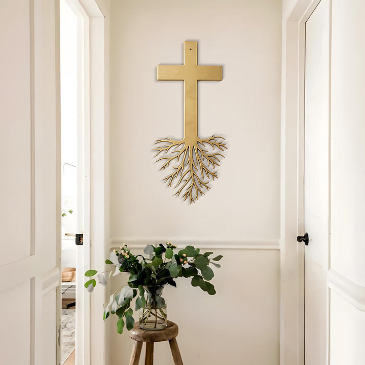 Christianartworkshop Modern Cross With Roots Metal Wall Decor: A Powerful Statement of Growing Faith - image 3