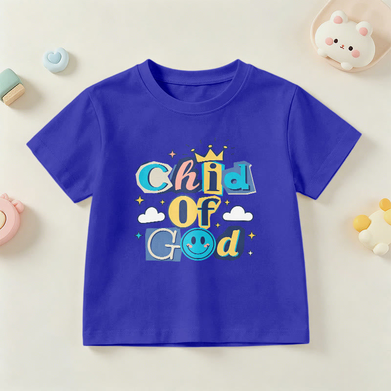 Christianartworkshop Whimsical Crown and Star Accent Child of God Kids T-Shirt - Blue - US/UK/AU 14, EU170 - image 3