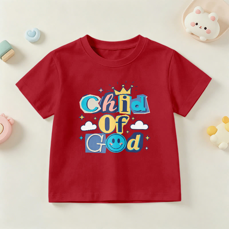 Christianartworkshop Whimsical Crown and Star Accent Child of God Kids T-Shirt - Red - US/UK/AU 14, EU170 - image 9
