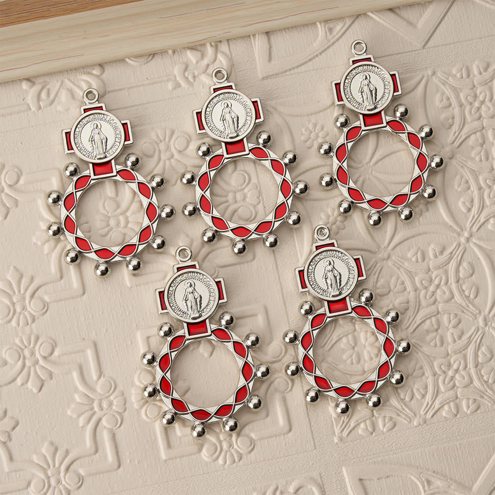 Christianartworkshop Vibrant Enamel Our Lady Finger Rosary with Round Prayer Bead Accents: A Daily Symbol of Comfort and Hope - image 1