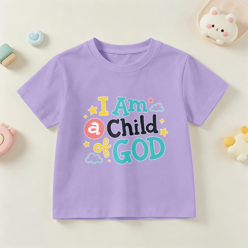Christianartworkshop Devotional Whimsical Cloud and Star I Am a Child of God Kids T-Shirt - Purple - US/UK/AU 14, EU170 - image 6