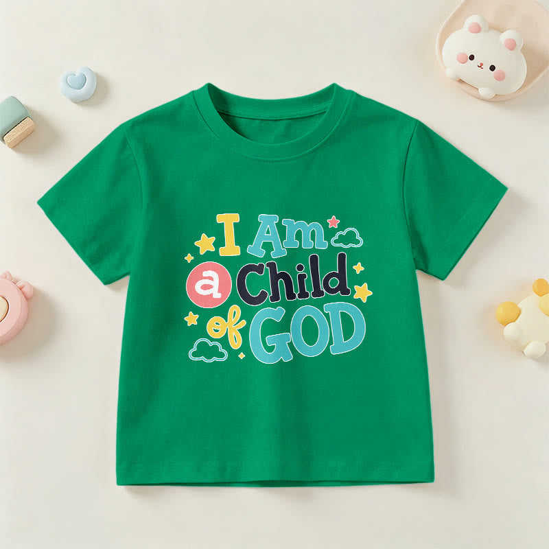 Christianartworkshop Devotional Whimsical Cloud and Star I Am a Child of God Kids T-Shirt - Green - US/UK/AU 14, EU170 - image 12