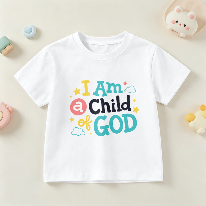 Christianartworkshop Devotional Whimsical Cloud and Star I Am a Child of God Kids T-Shirt - White - US/UK/AU 14, EU170 - image 15