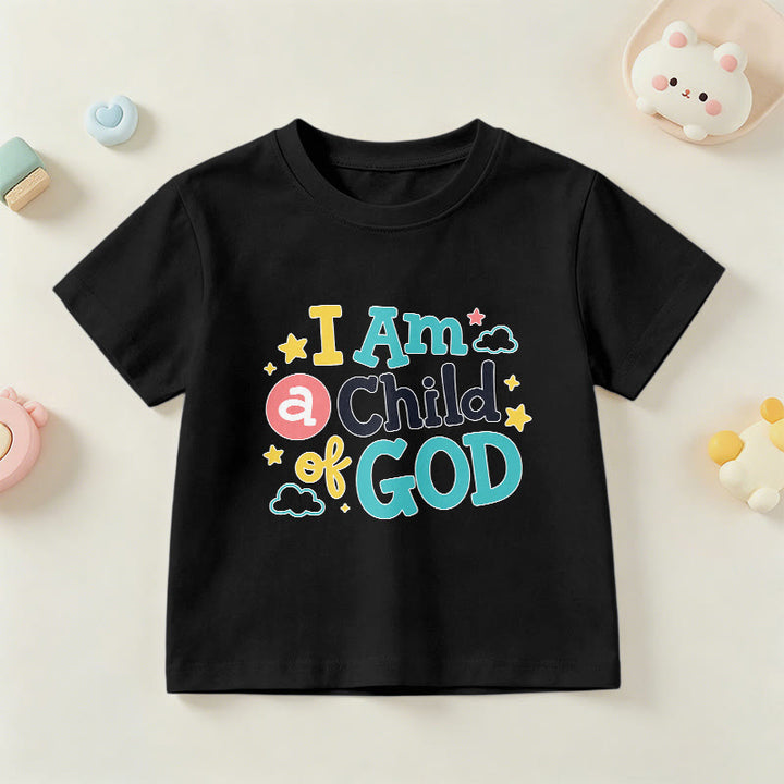 Christianartworkshop Devotional Whimsical Cloud and Star I Am a Child of God Kids T-Shirt - Black - US/UK/AU 14, EU170 - image 24