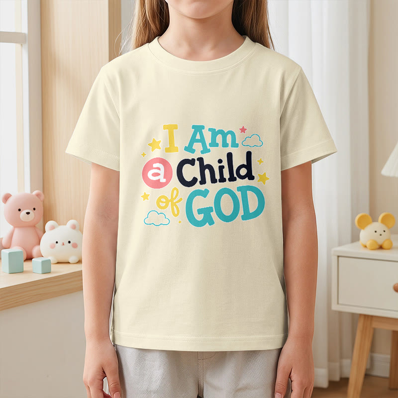 Christianartworkshop Devotional Whimsical Cloud and Star I Am a Child of God Kids T-Shirt - image 23