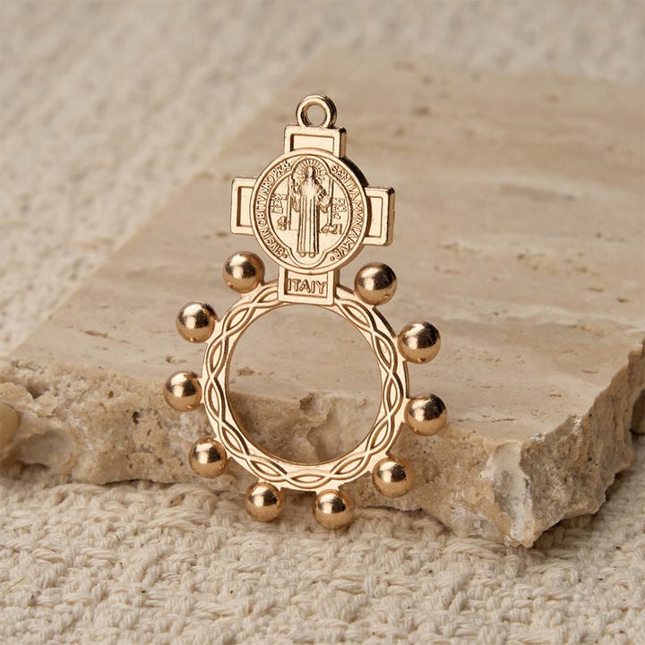 Christianartworkshop St. Benedict Finger Rosary with Beaded Halo Frame: A Symbol of Divine Protection - image 3