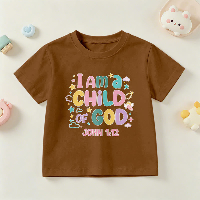 Christianartworkshop Whimsical Angel and Star Accent I Am a Child of God John 1:12 Kids T-Shirt - Brown - US/UK/AU 14, EU170 - image 21