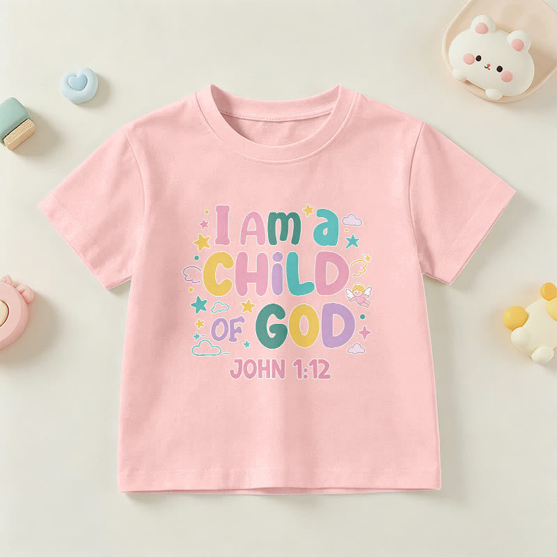 Christianartworkshop Whimsical Angel and Star Accent I Am a Child of God John 1:12 Kids T-Shirt - Pink - US/UK/AU 14, EU170 - image 12