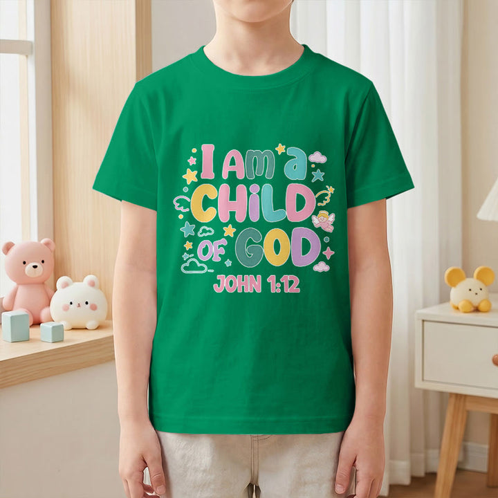 Christianartworkshop Whimsical Angel and Star Accent I Am a Child of God John 1:12 Kids T-Shirt - image 16