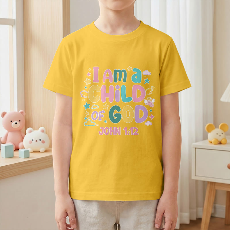 Christianartworkshop Whimsical Angel and Star Accent I Am a Child of God John 1:12 Kids T-Shirt - image 28