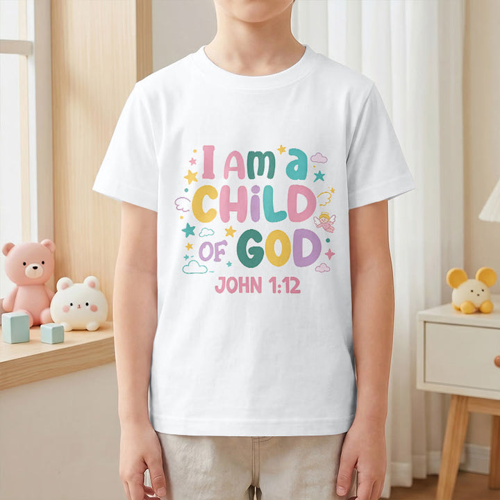 Christianartworkshop Whimsical Angel and Star Accent I Am a Child of God John 1:12 Kids T-Shirt - image 19