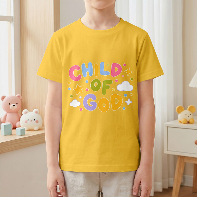 Christianartworkshop Whimsical Pastel Block Letter Child of God Kids T-Shirt - image 28